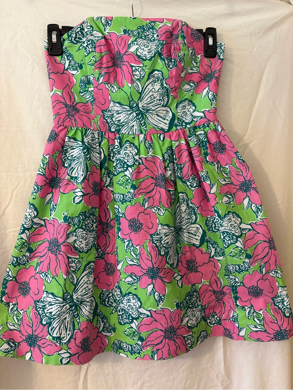 Lilly Pulitzer Lottie New Green Bloomin Cacoonin Butterfly Floral Print Dress